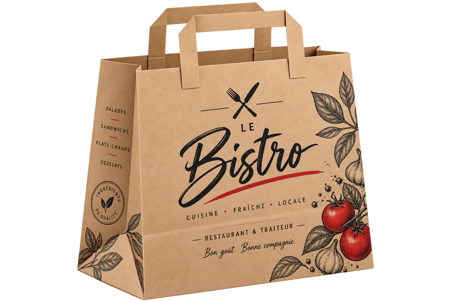 Food Kraft Paper Bag with Handle