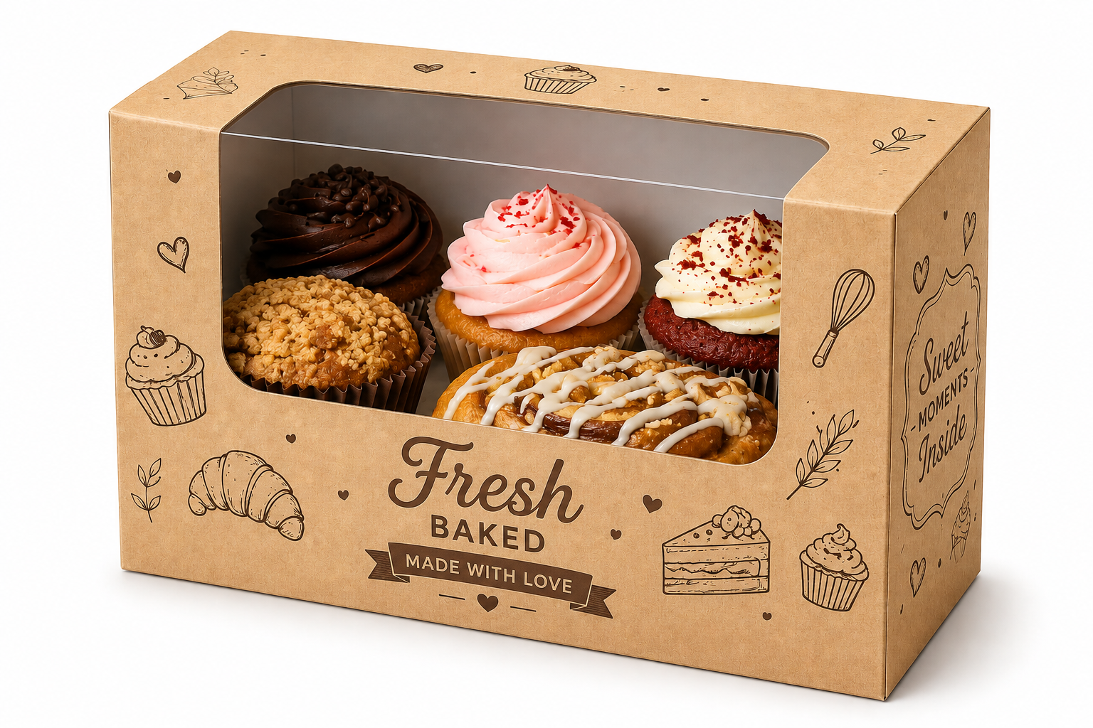 Kraft Bakery Box with Window