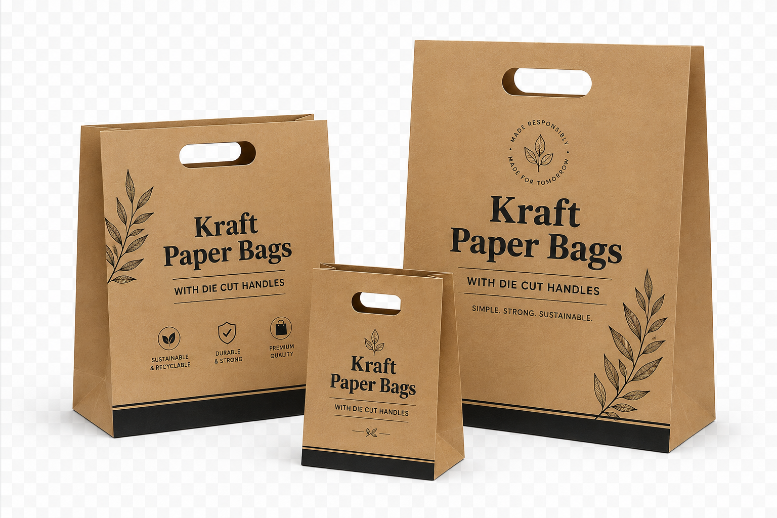 Kraft Paper Bag with Die Cut Handle