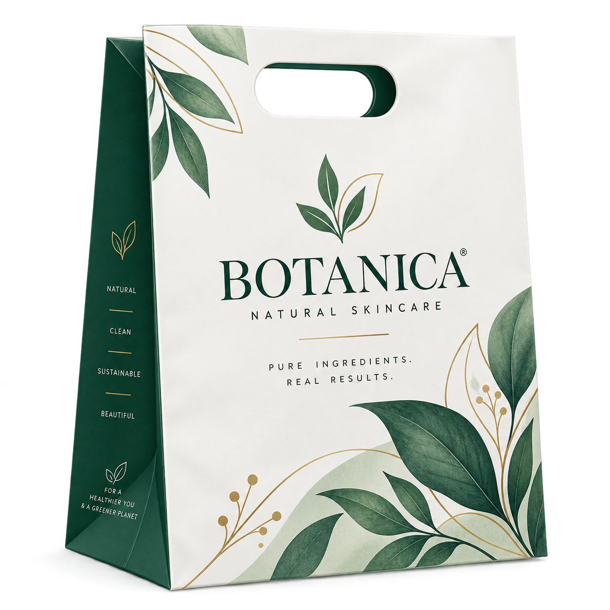 Skincare Packaging Bag with Die Cut Handle